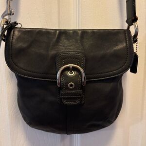 Coach Y2K VINTAGE SoHo Buckle Flap Black Leather Crossbody/Shoulder Bag in EUC